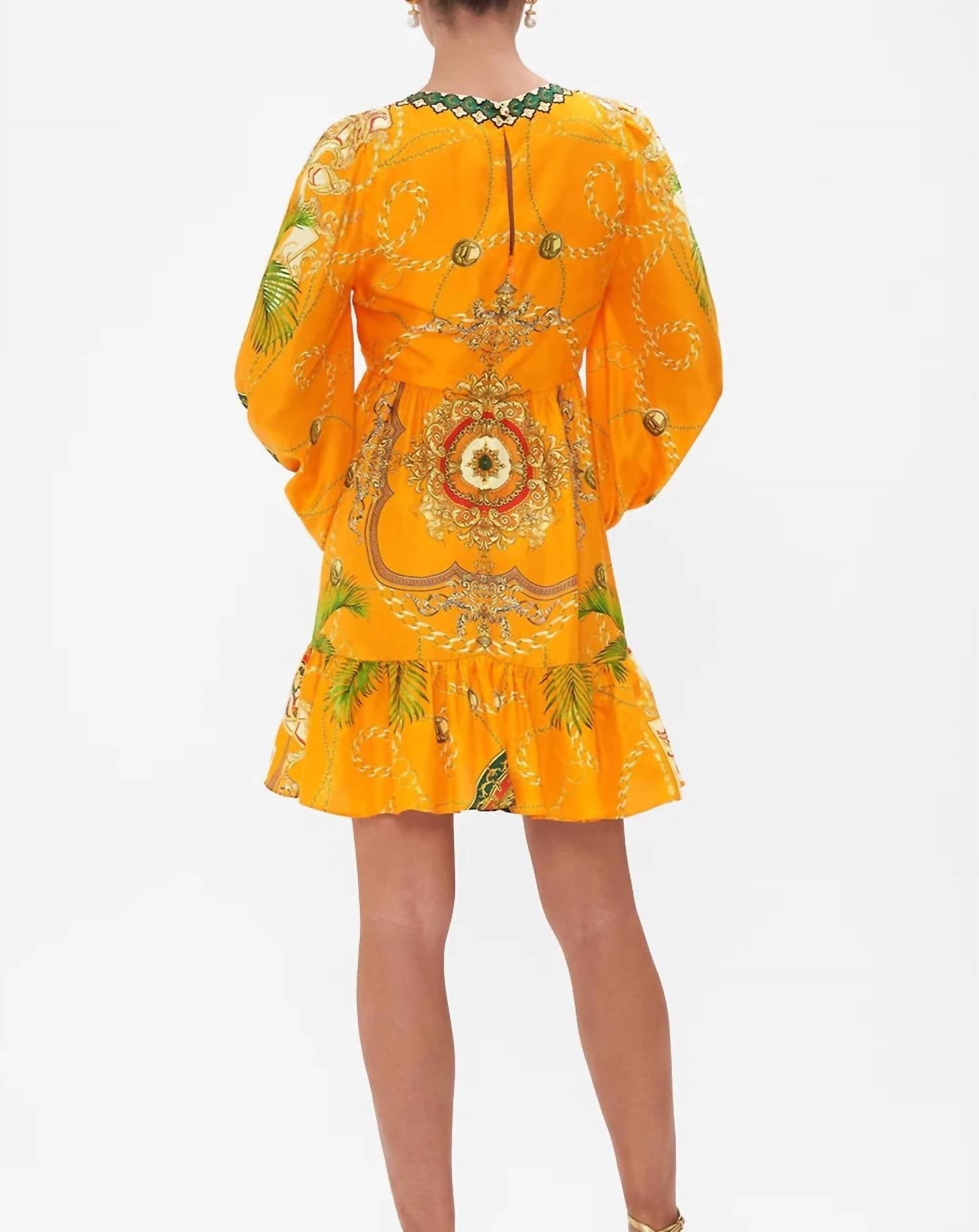 Camilla Women's Short Front Tie Blouson Dress in dancing with the bulls 1 - women's dress - detail view