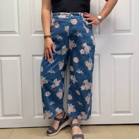 Sew In Love - Relaxed Fit Floral Denim Wide Leg Pants