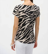 Joseph Ribkoff Casual Zebra-print Pullover in multi - women's t-shirt - alternate view