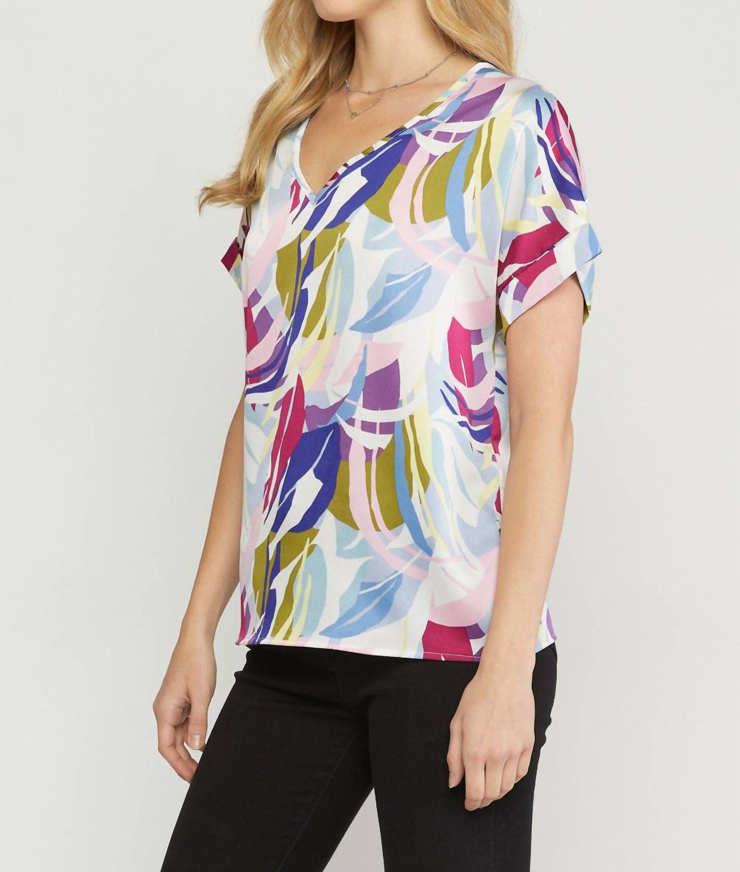Entro - Abstract Double V-Neck Top