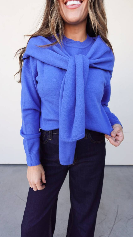 Skies Are Blue - Crew Neck Sweater With Shoulder Draping