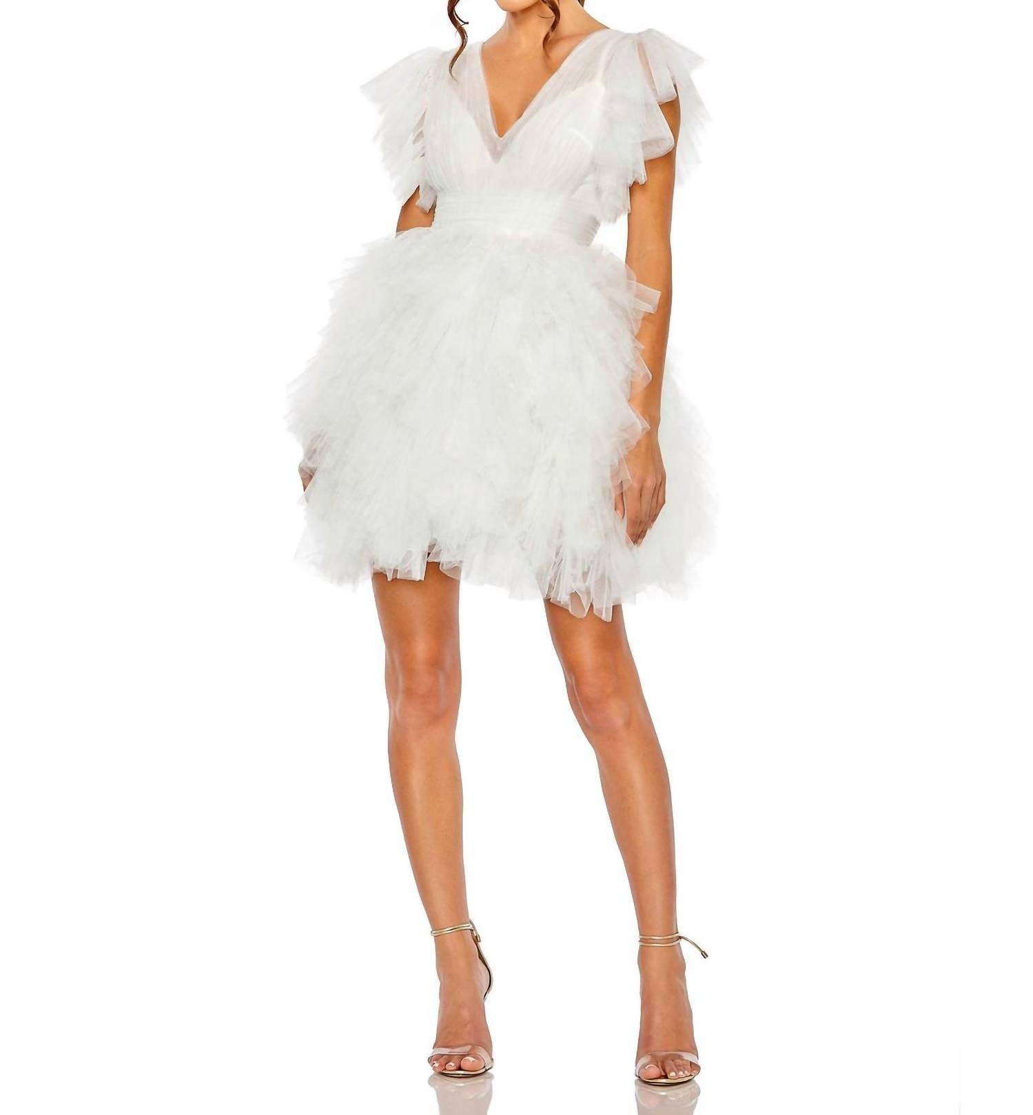 Mac Duggal - Flutter Ruffle Tiered Tulle Dress