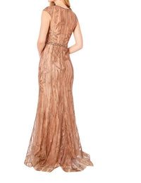 Cameron Blake Scoop Neckline Lace Dress in bronze - women's dress - detail view