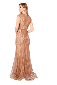 Cameron Blake Scoop Neckline Lace Dress in bronze - women's dress - alternate view