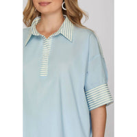 Style USA Prep Oversized Top in light blue - women's t-shirt - view 4