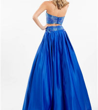 Rachel Allan - Two-piece Matte Satin Beaded Prom Gown