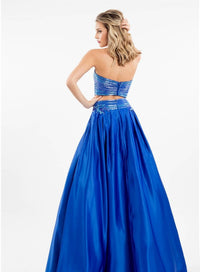 Rachel Allan - Two-piece Matte Satin Beaded Prom Gown