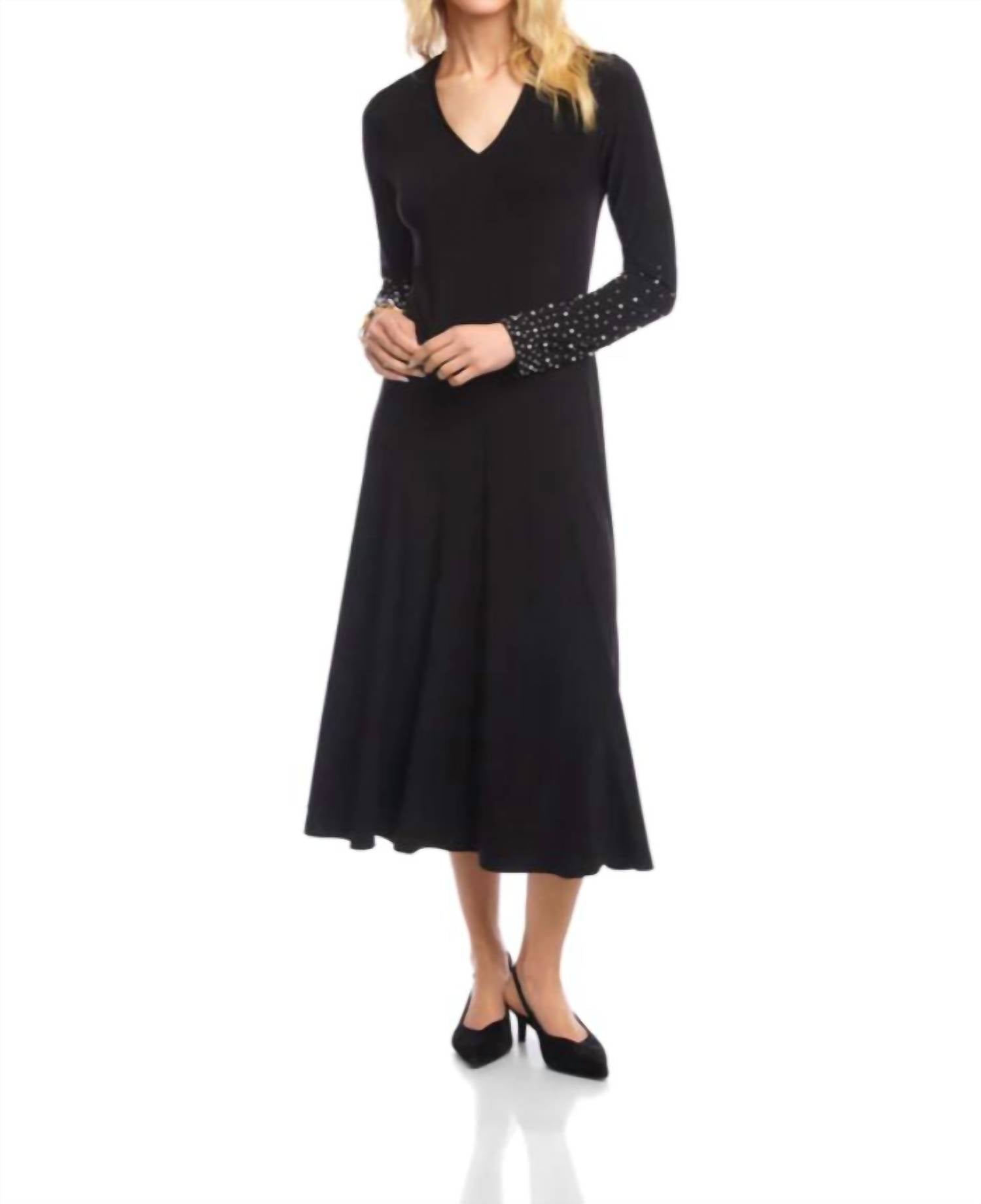 Karen Kane - Kate Beaded Sleeve Midi Travel Dress