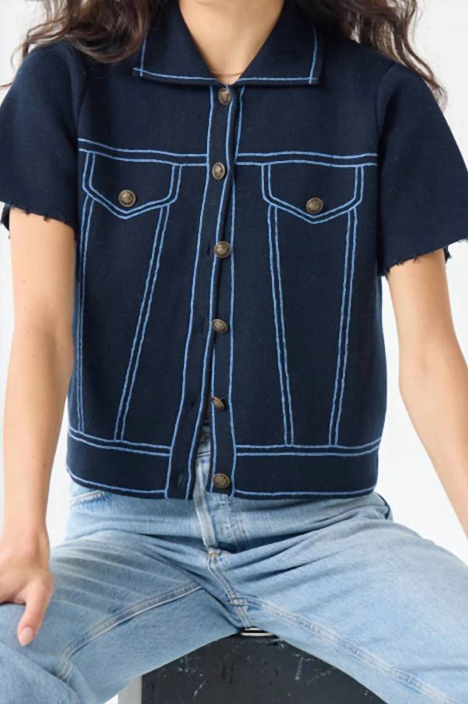 Autumn Cashmere - Short Sleeve Denim Jacket