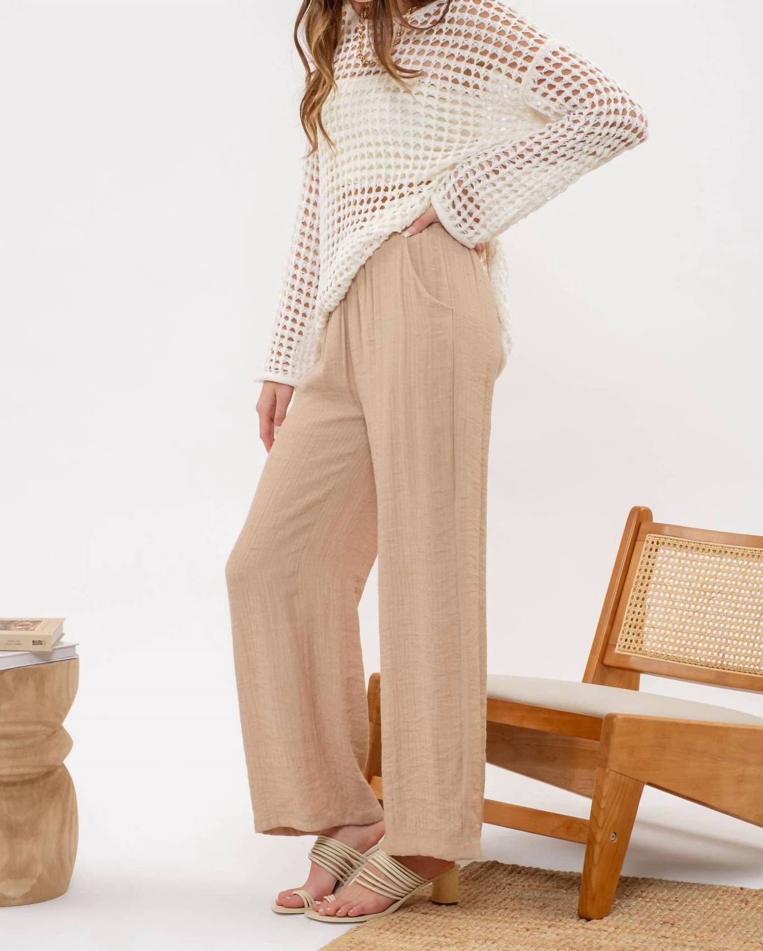 Blu Pepper Coastal Chic Crochet Pullover Sweater in white - women's jacket - alternate view
