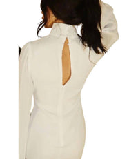Act Pretty - Chic Mock Neck Flared Sleeve Mini Dress