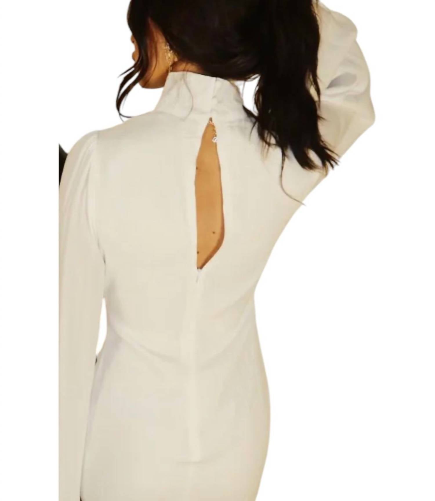 Act Pretty - Chic Mock Neck Flared Sleeve Mini Dress