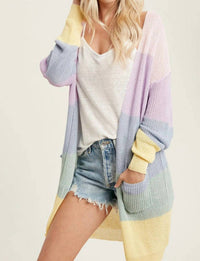 Bluivy - Spring Color Blocked Open Front Cardigan