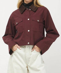 needii Ava Cropped Barn Jacket in red - women's jacket
