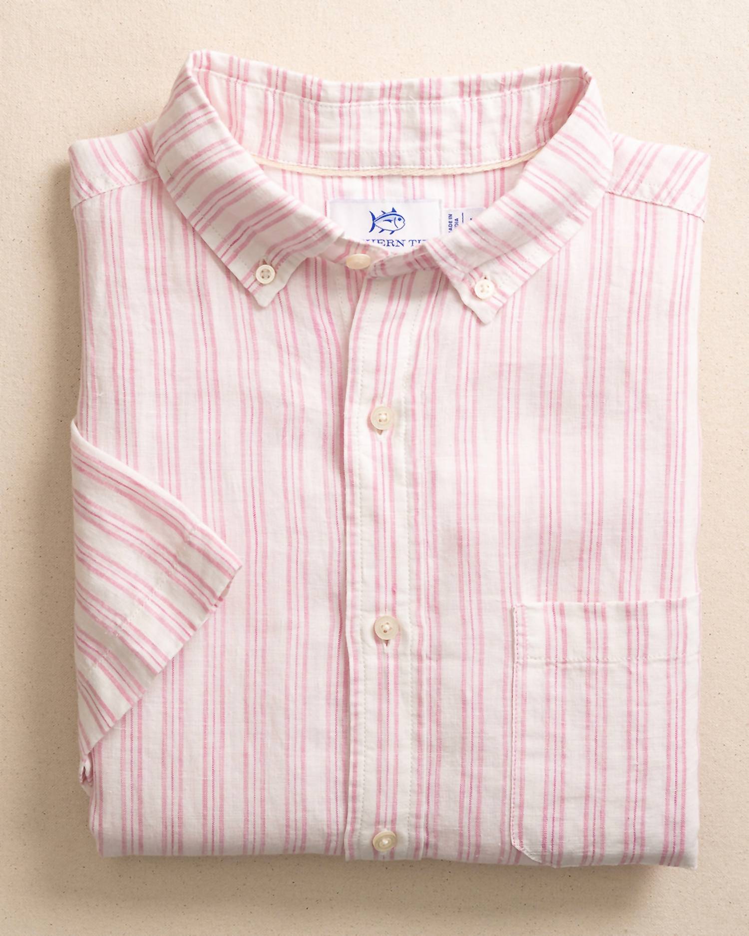 Southern Tide - Linen Crepe Myrtle Stripe Sportshirt
