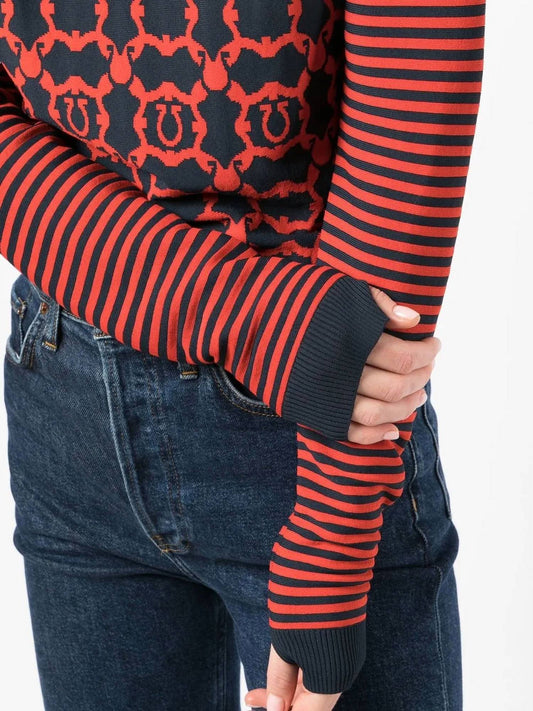 Salvatore Ferragamo - Striped Gancini Long Sleeve Top