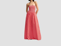Aston Studio Layla Strapless Maxi Dress in ruby gingham - women's dress