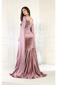 Royal Queen - V-neck Cape Sleeve Mermaid Formal Evening Dress