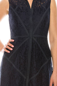 Aidan Mattox - Sleeveless Piping Detail A-line Dress