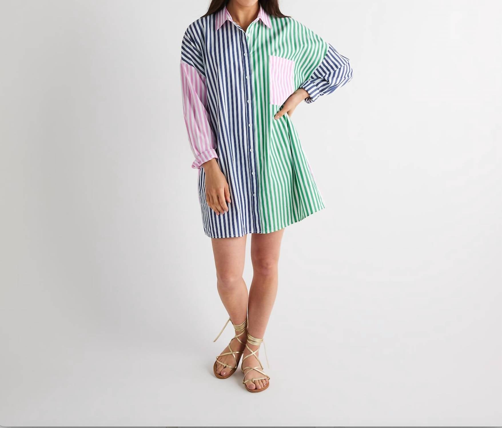 Caryn Lawn - Contrast Stripe Mini Dress