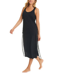 Red Carter Tie Side Maxi Cover Up in black - women's swimwear