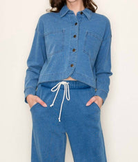 Tres Bien - Terry Crop Jacket And Drawstring Pants Set