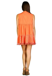 Velzera - Lace Fringe Embroidered Sleeveless Tunic