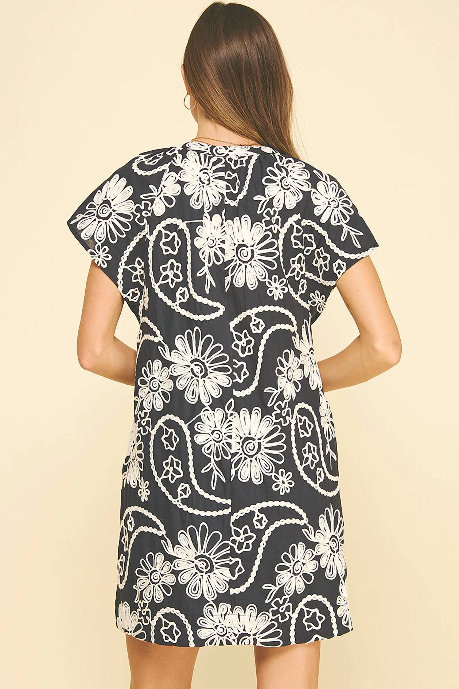 Pinch - Floral Print Embroidered Mini Dress