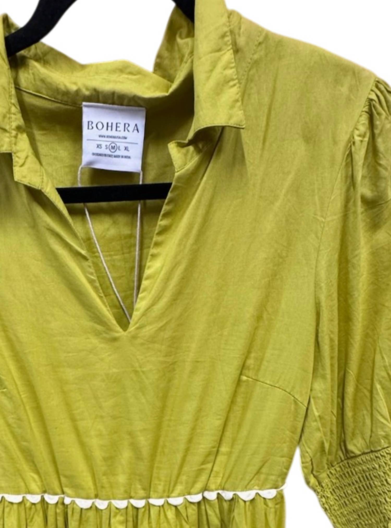 Myra Women's Long Tier Dress in chartreuse - women's dress - detail view