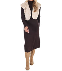 Mustard Seed - Wavy Faux Fur Bolero Vest