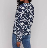 Charlie B - Printed Raglan Long Sleeve Popover Blouse