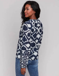 Charlie B - Printed Raglan Long Sleeve Popover Blouse