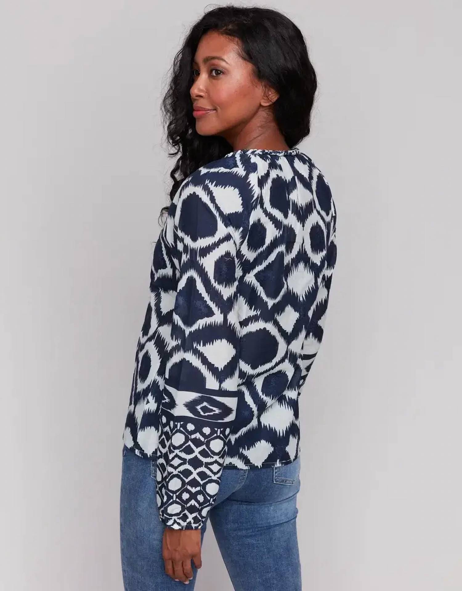 Charlie B - Printed Raglan Long Sleeve Popover Blouse