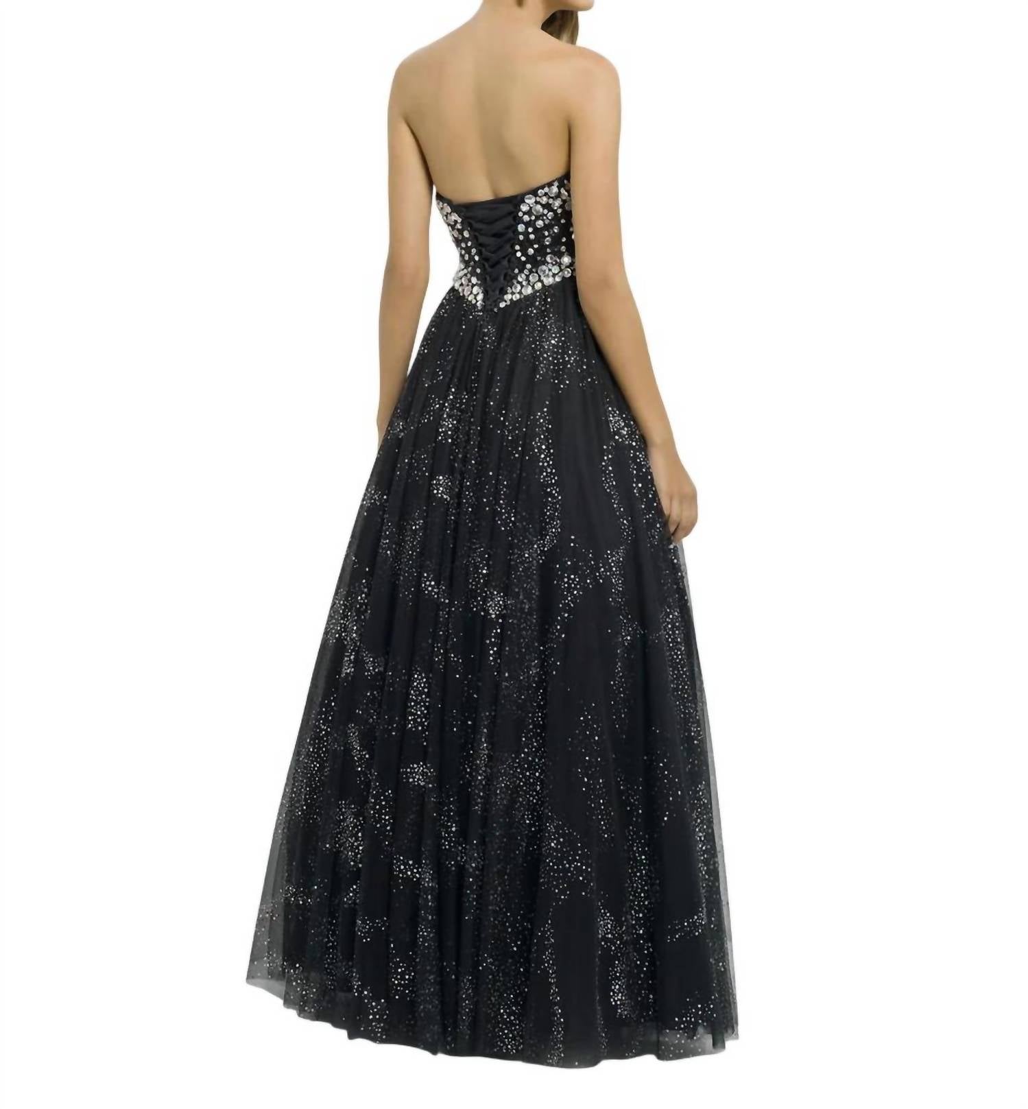 Blush Prom - Bejeweled Lace Up Back Gown