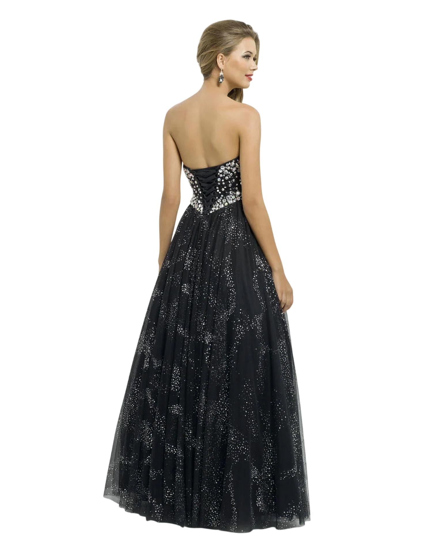 Blush Prom - Bejeweled Lace Up Back Gown