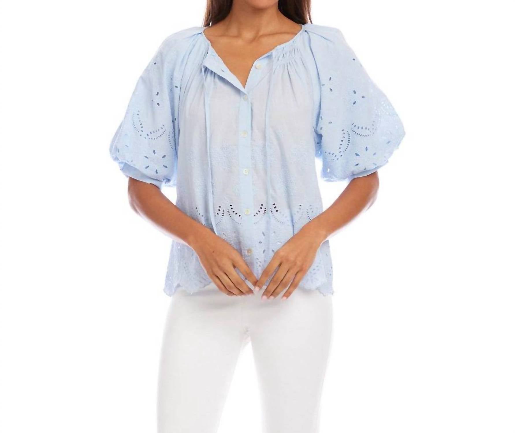 Karen Kane - Puff Sleeve Embroidered Top