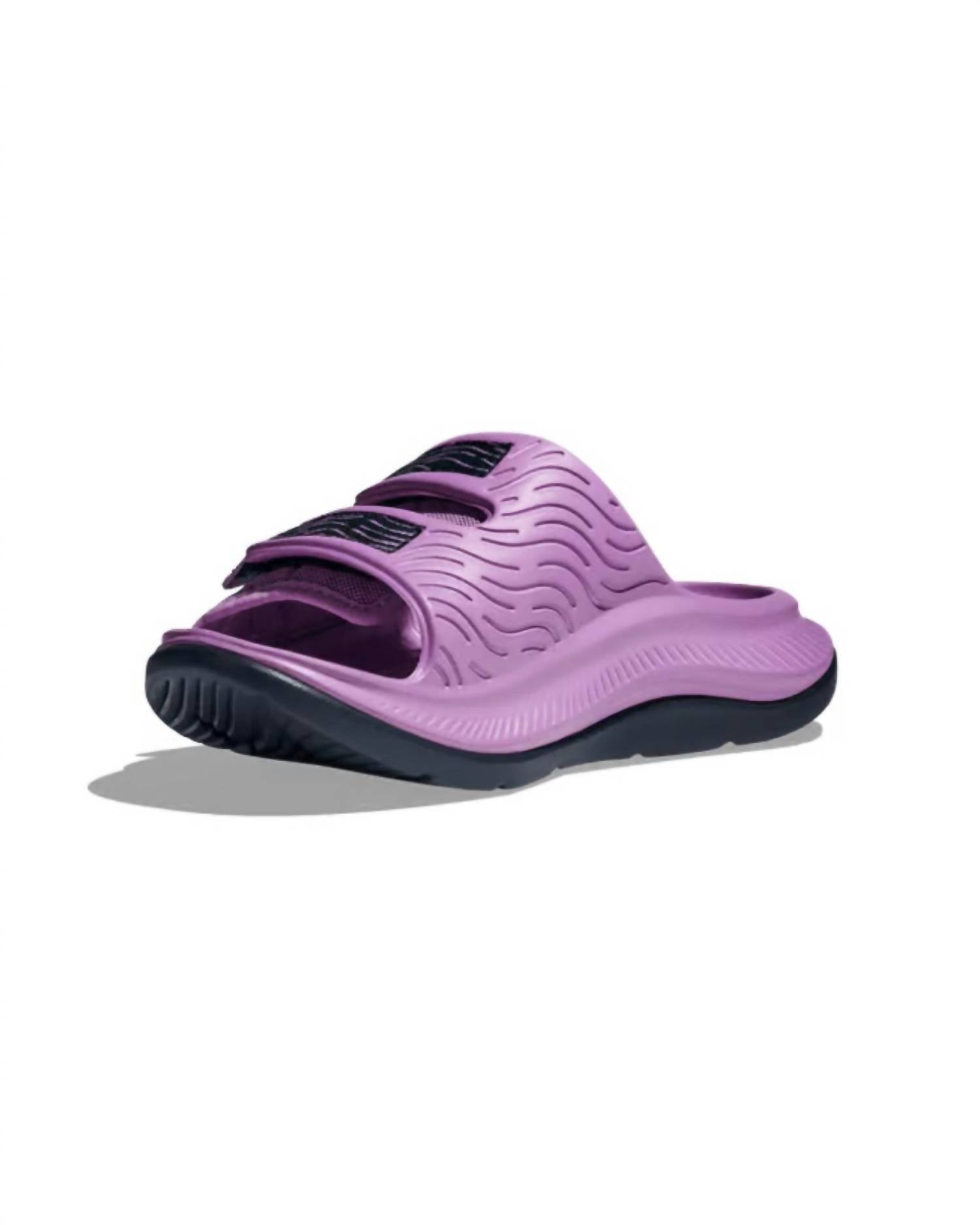 Hoka Unisex- Ora Luxe Slippers in violet bloom - women's shoe - detail view