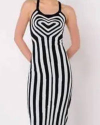 ANOTHER GIRL Heart Knit Midi Dress in black - women's dress - detail view
