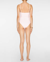 LoveShackFancy Mina One-piece Swimsuit in angel pink - women's swimwear - detail view