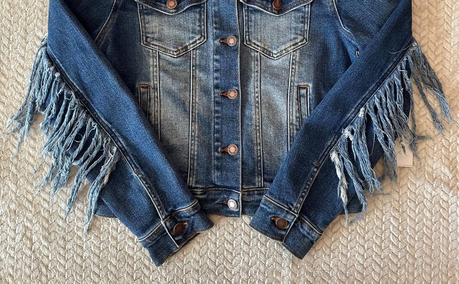 Judy Blue - Women's Denim Fringe Jacket