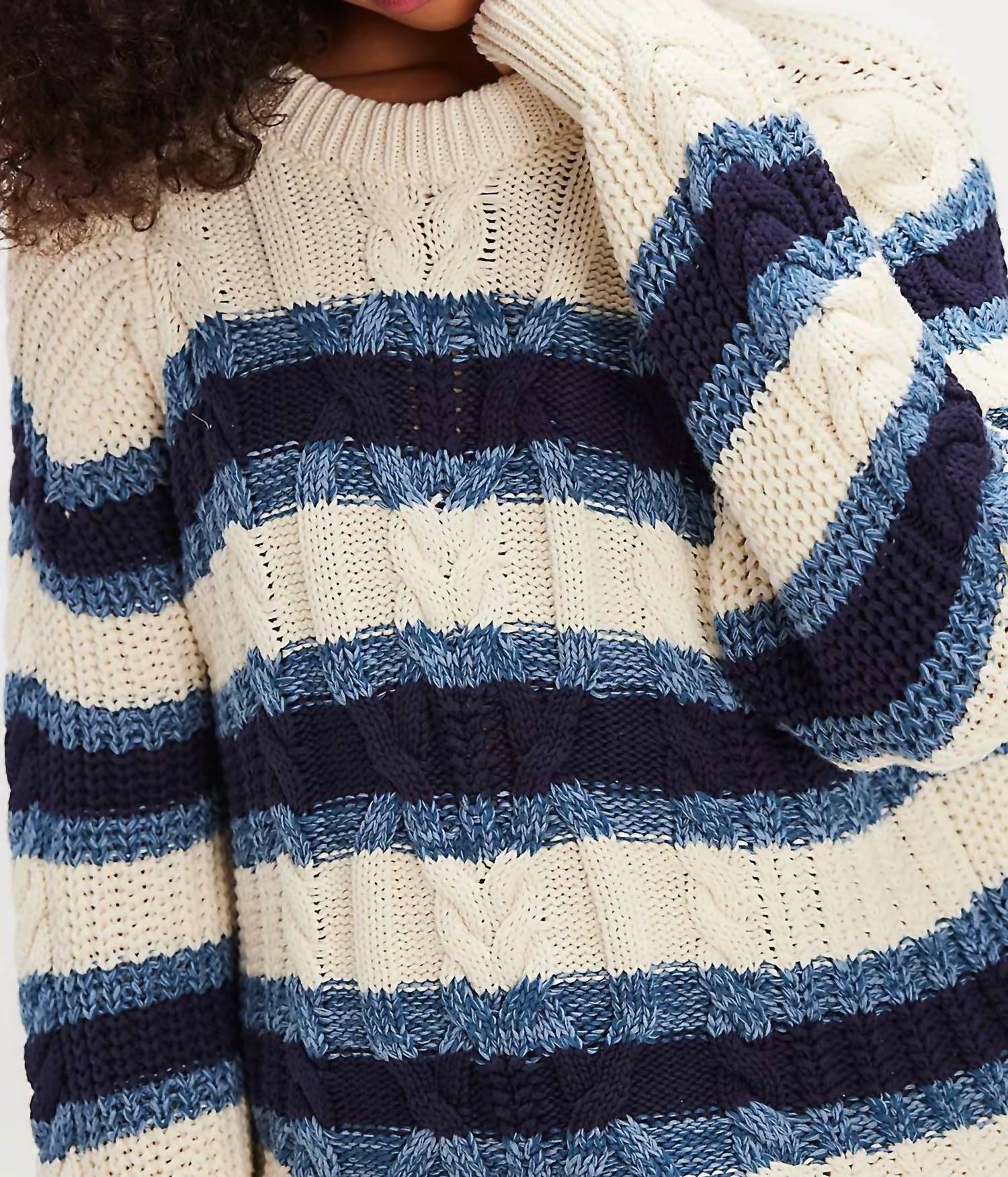Free People - Frankie Cable Stripe Sweater