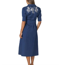 Lusana - Connie Embroidered Poplin Shirt Midi Dress
