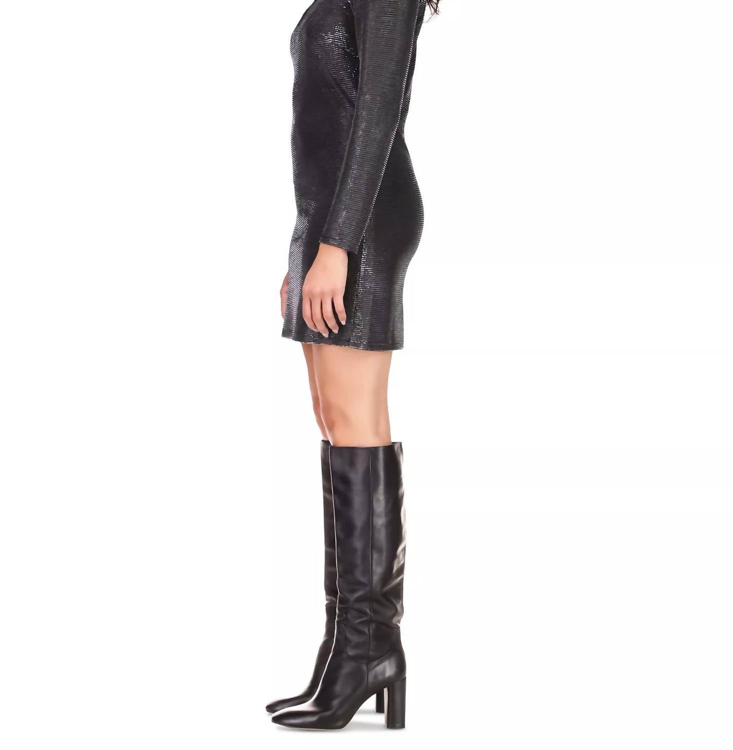 Sanctuary Shimmering Night Disco Cutout Metallic Mini Dress in black - women's dress - alternate view