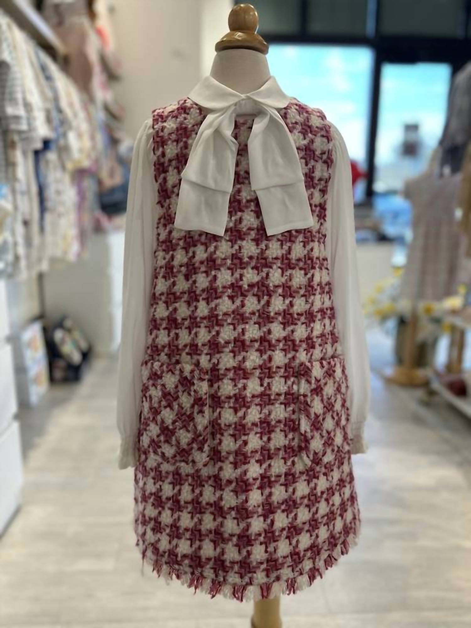 Abel & Lula Girl's Pinafore Dress in rosella pink - kids' dress