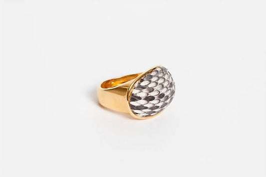 Avenue Chic - Women's Exotic Leather Dome Ring