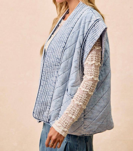 Bibi - Women's Quilted Chambray Vest
