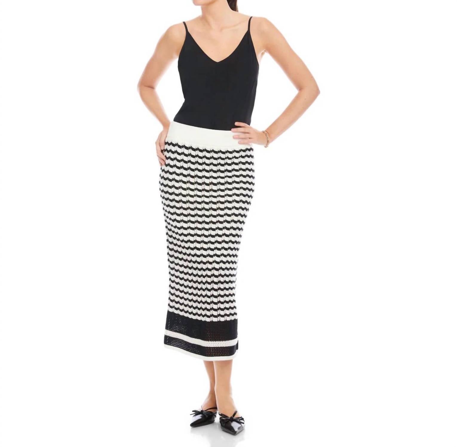 Fifteen Twenty Zoe Crochet Midi Skirt in black creme - women's skirt - view 5