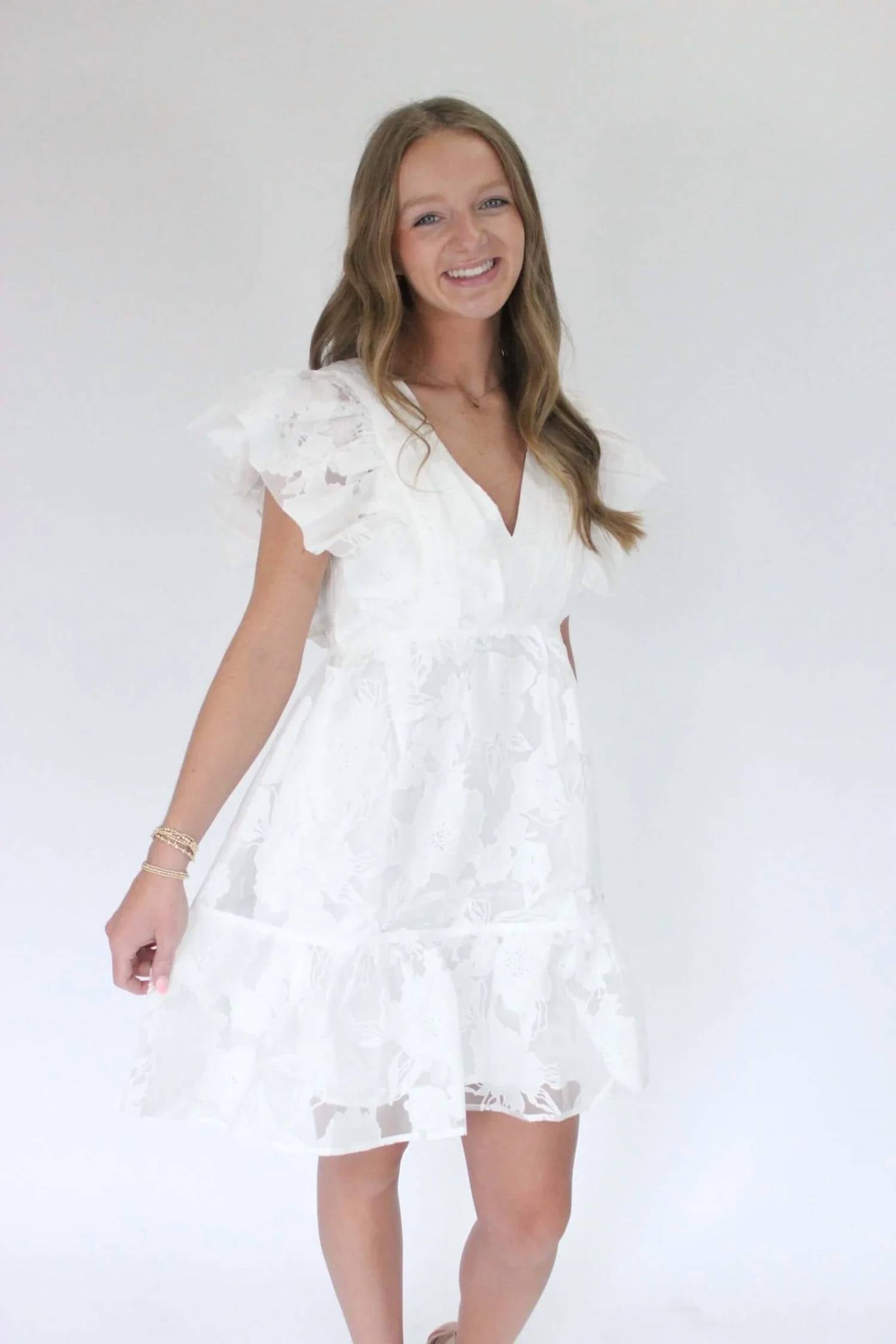 Tcec - Blossom Ruffle Sleeve Midi Dress
