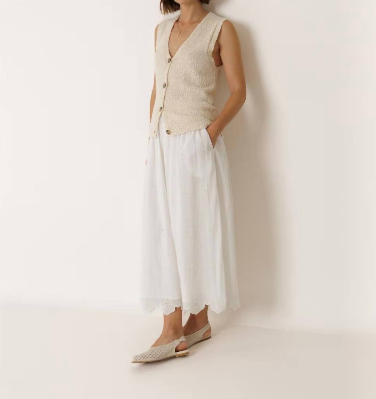 Indi & Cold - Flared Elastic Skirt With Embroideries