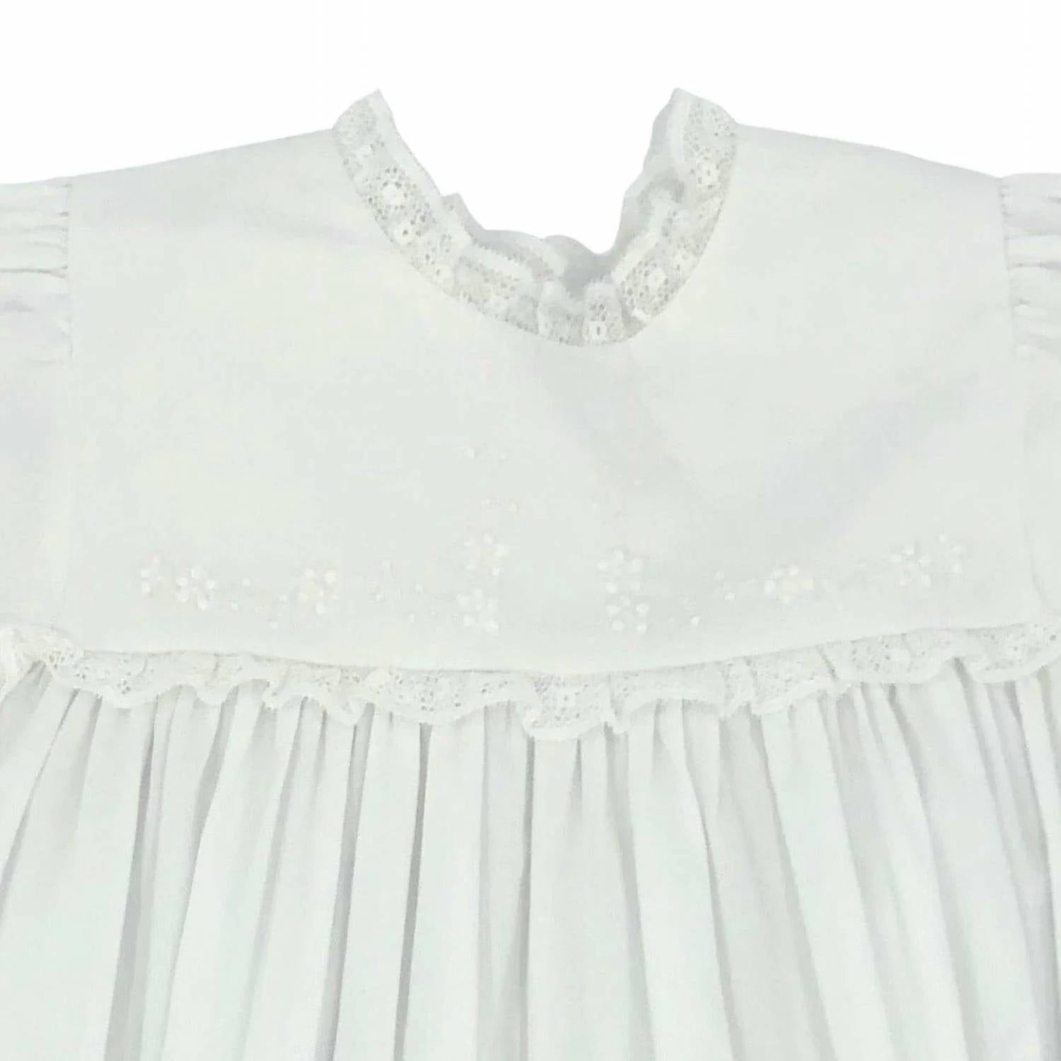 Auraluz - Baby's Lace Dress With Embroidered Flowers